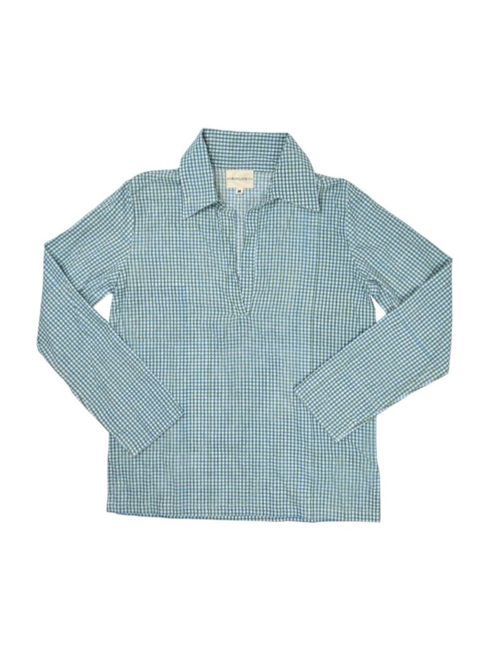 Maria de la Orden Popover Collared Shirt in Blue Green Gingham